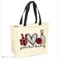 Peace Love Bowling Funny Bowling Lover Tote Bag thumb 2