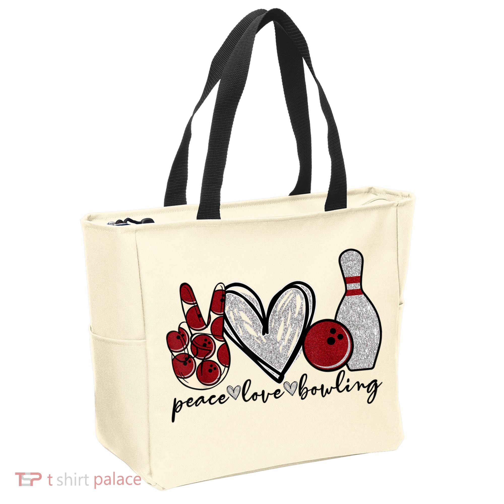 Peace Love Bowling Funny Bowling Lover Tote Bag