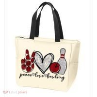 Peace Love Bowling Funny Bowling Lover Tote Bag thumb 3