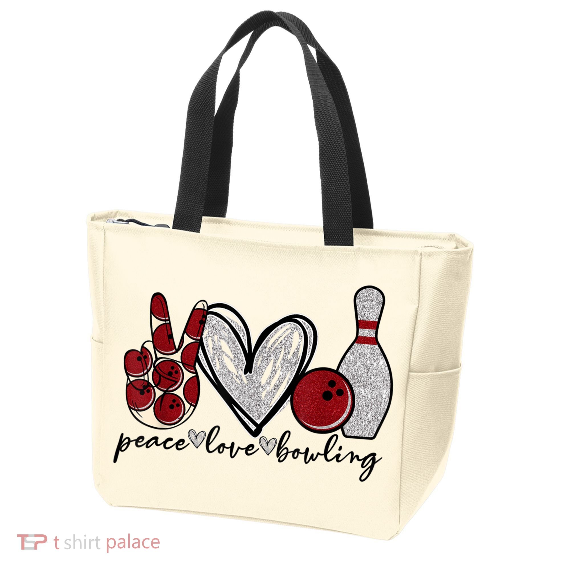 Peace Love Bowling Funny Bowling Lover Tote Bag