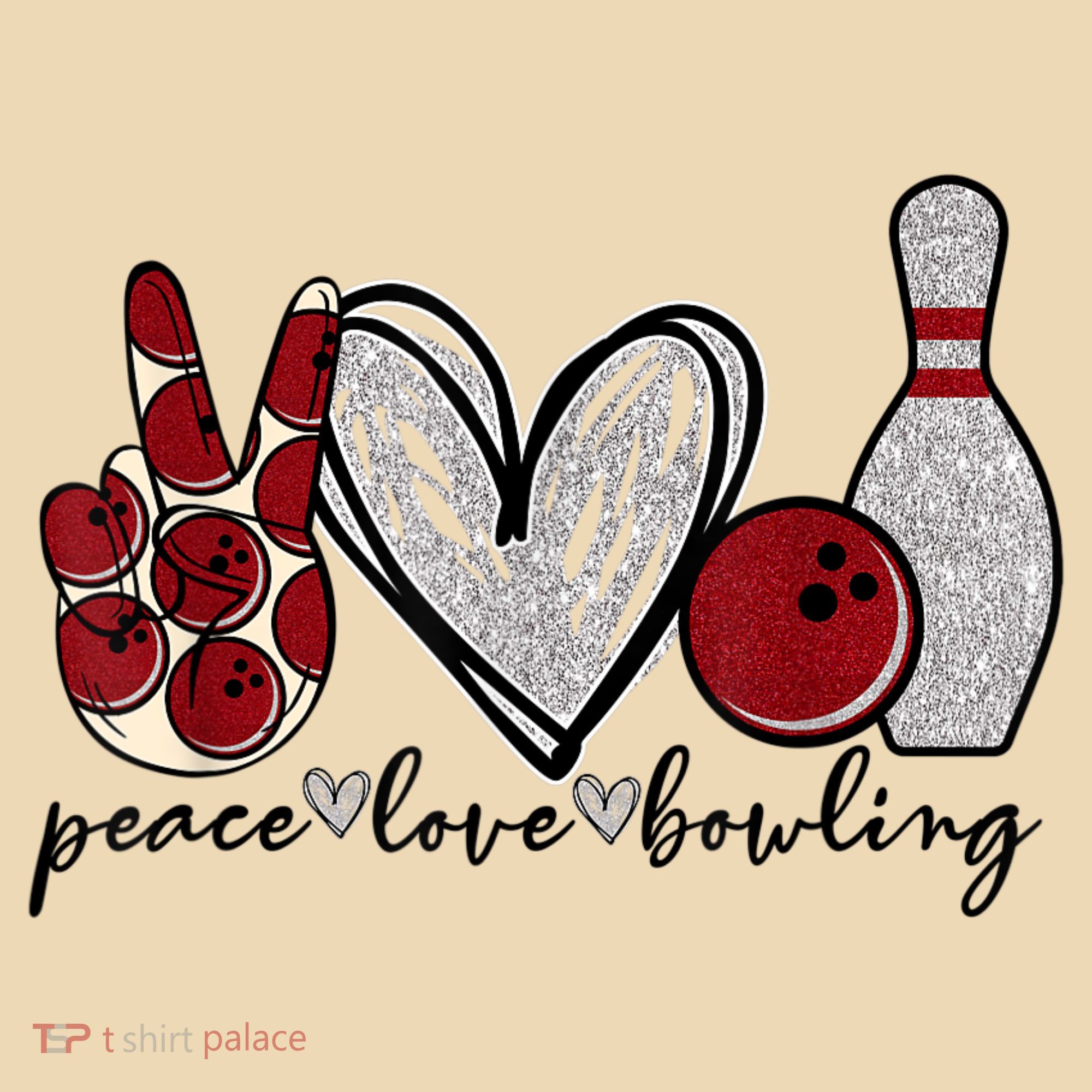 Peace Love Bowling Funny Bowling Lover Tote Bag