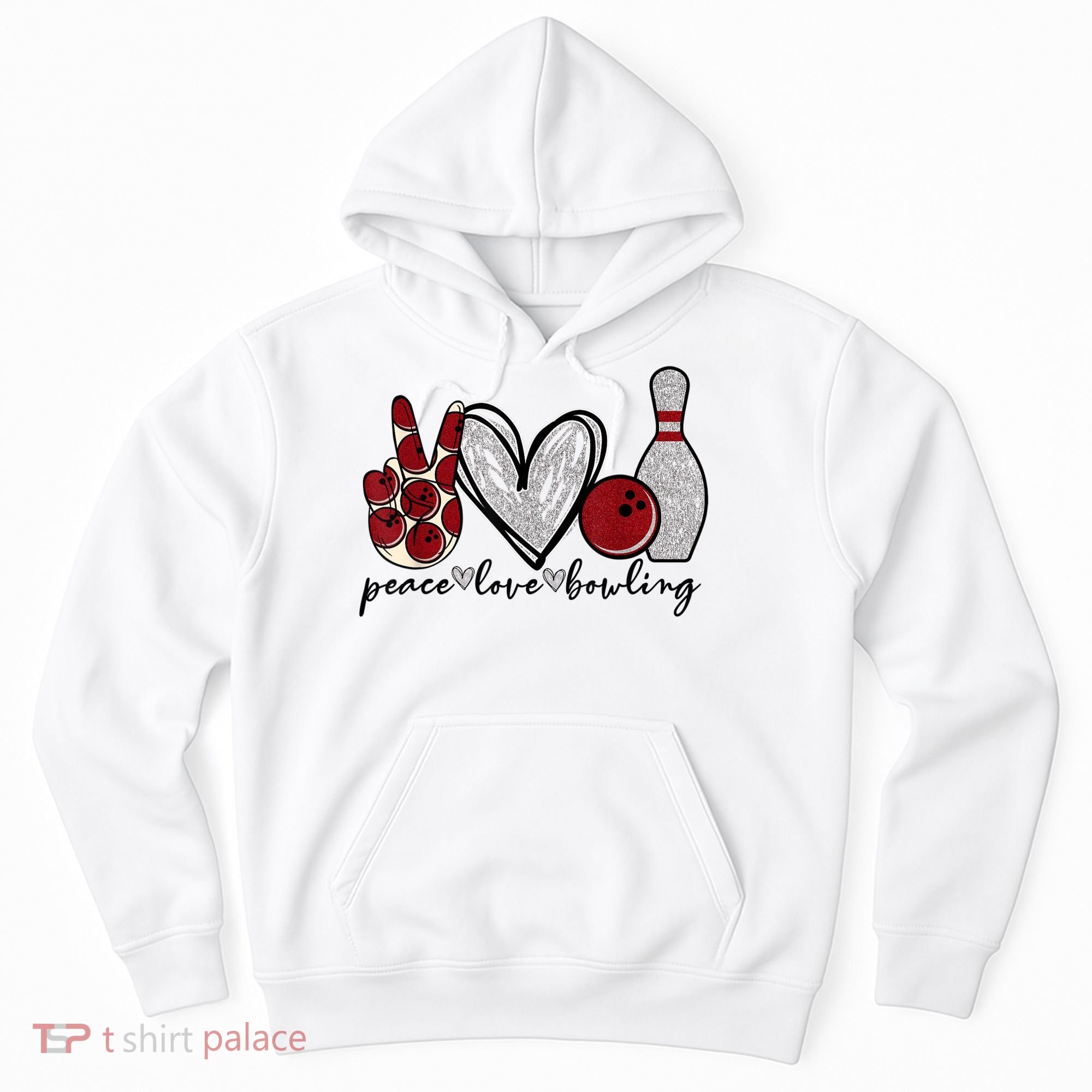 Peace Love Bowling Funny Bowling Lover Hoodie