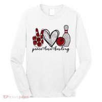 Peace Love Bowling Funny Bowling Lover Long Sleeve Shirt thumb 0
