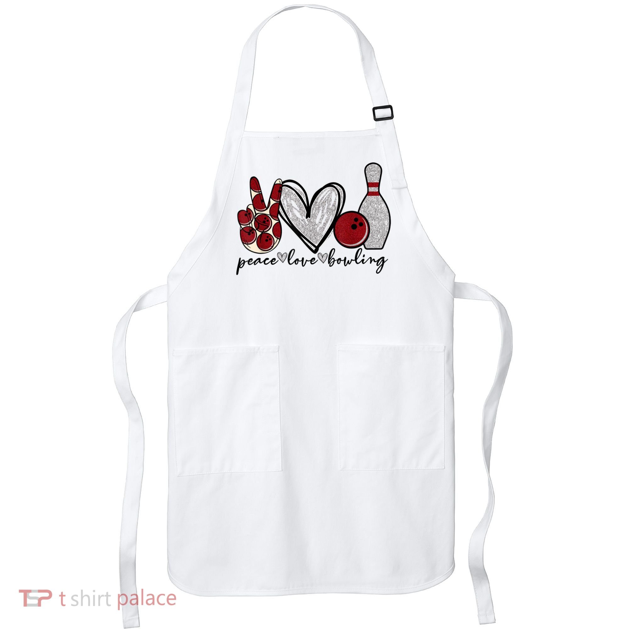 Peace Love Bowling Funny Bowling Lover Apron