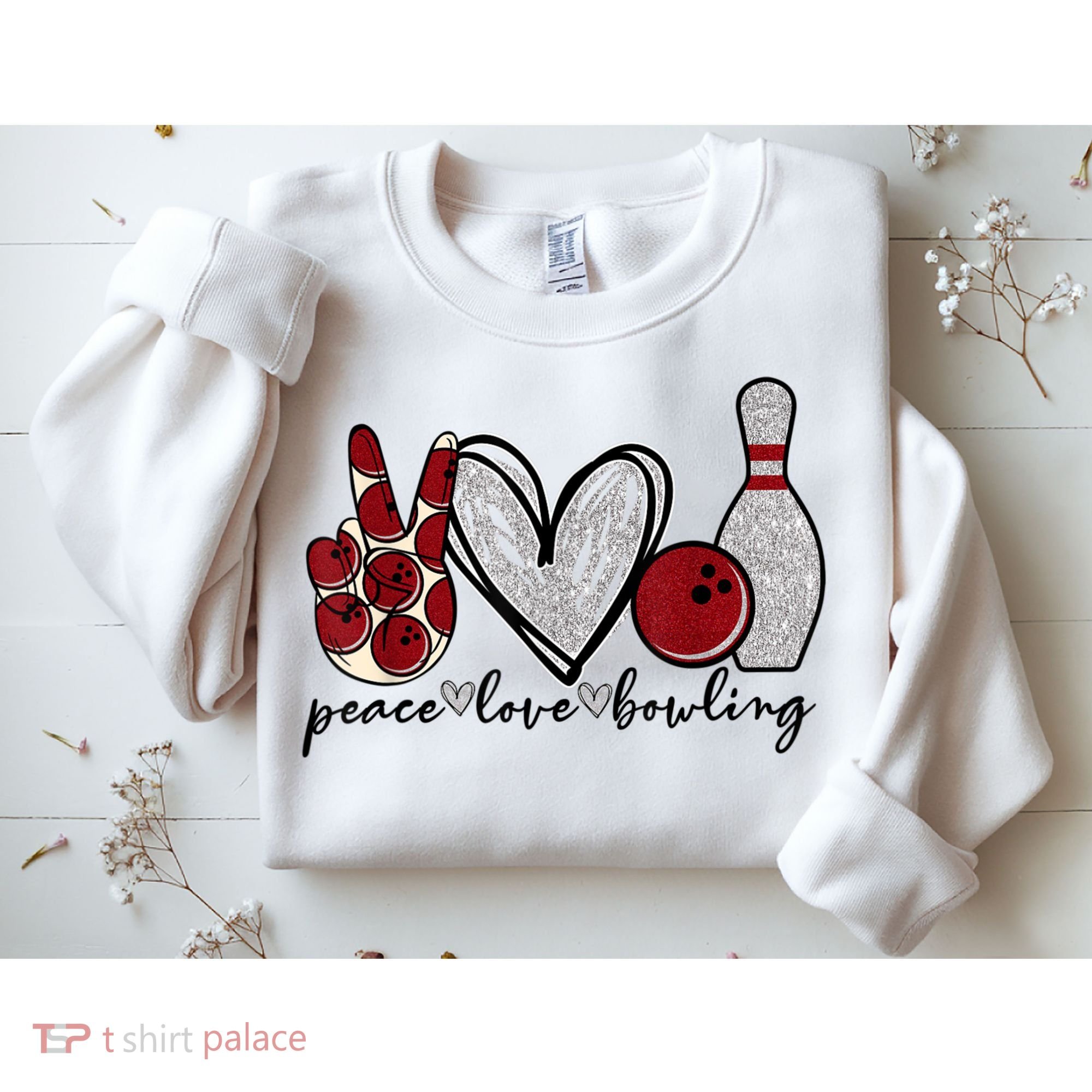 Peace Love Bowling Funny Bowling Lover Sweatshirt