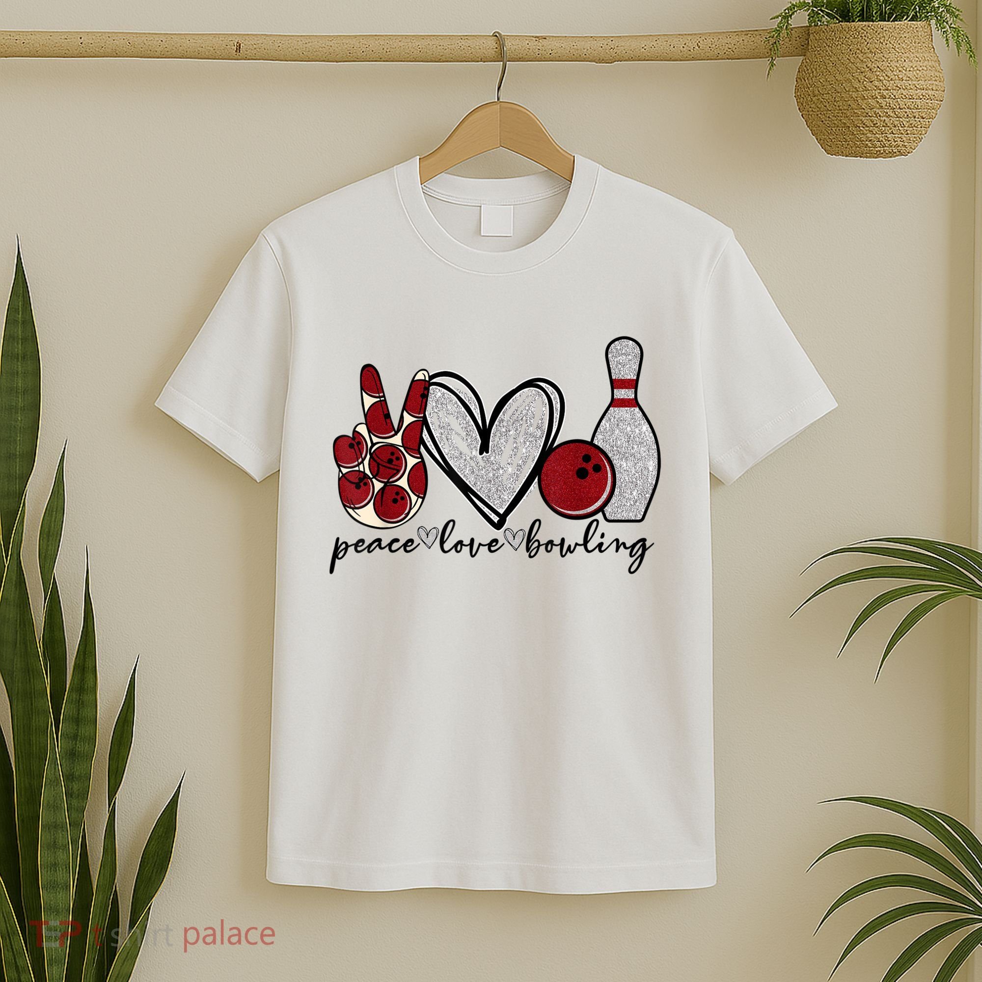 Peace Love Bowling Funny Bowling Lover T-Shirt