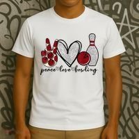 Peace Love Bowling Funny Bowling Lover T-Shirt thumb 3