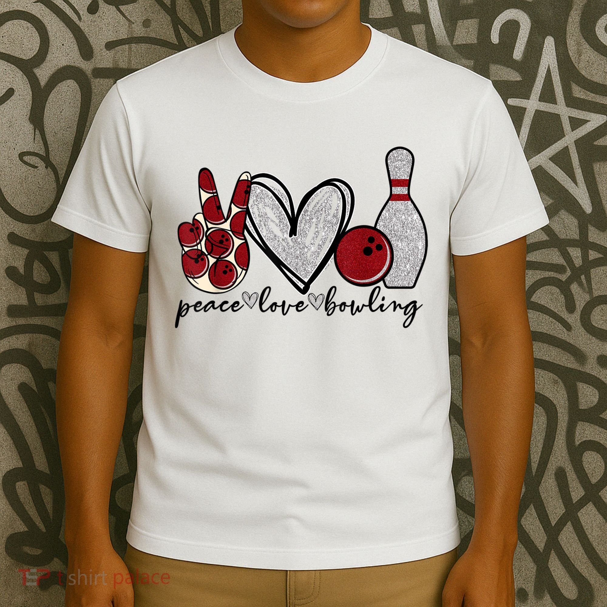 Peace Love Bowling Funny Bowling Lover T-Shirt