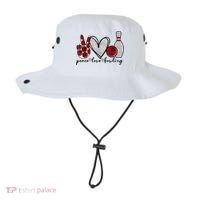 Peace Love Bowling Funny Bowling Lover Bucket Hat thumb 0