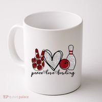 Peace Love Bowling Funny Bowling Lover Coffee Mug thumb 0