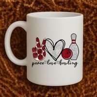Peace Love Bowling Funny Bowling Lover Coffee Mug thumb 2