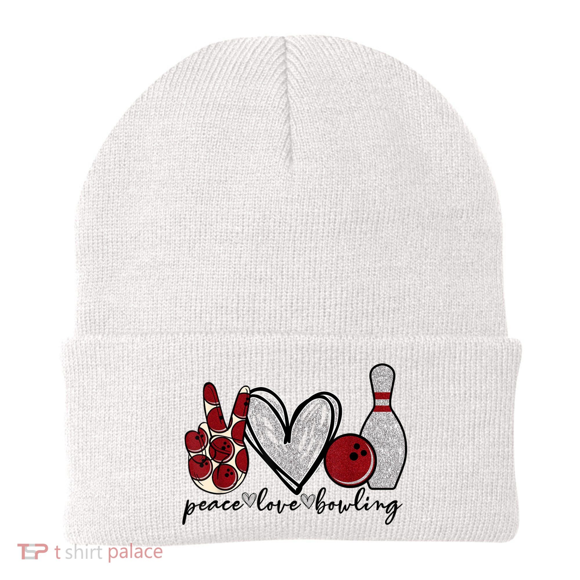 Peace Love Bowling Funny Bowling Lover Beanie