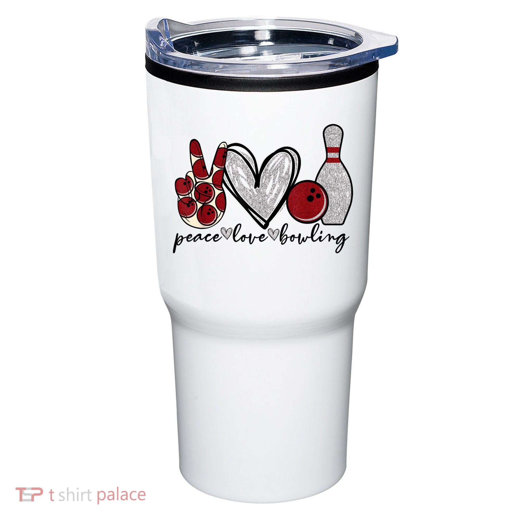 Peace Love Bowling Funny Bowling Lover Tumbler
