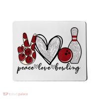 Peace Love Bowling Funny Bowling Lover Mousepad thumb 0