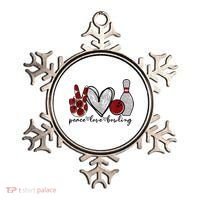 Peace Love Bowling Funny Bowling Lover Ornament thumb 0