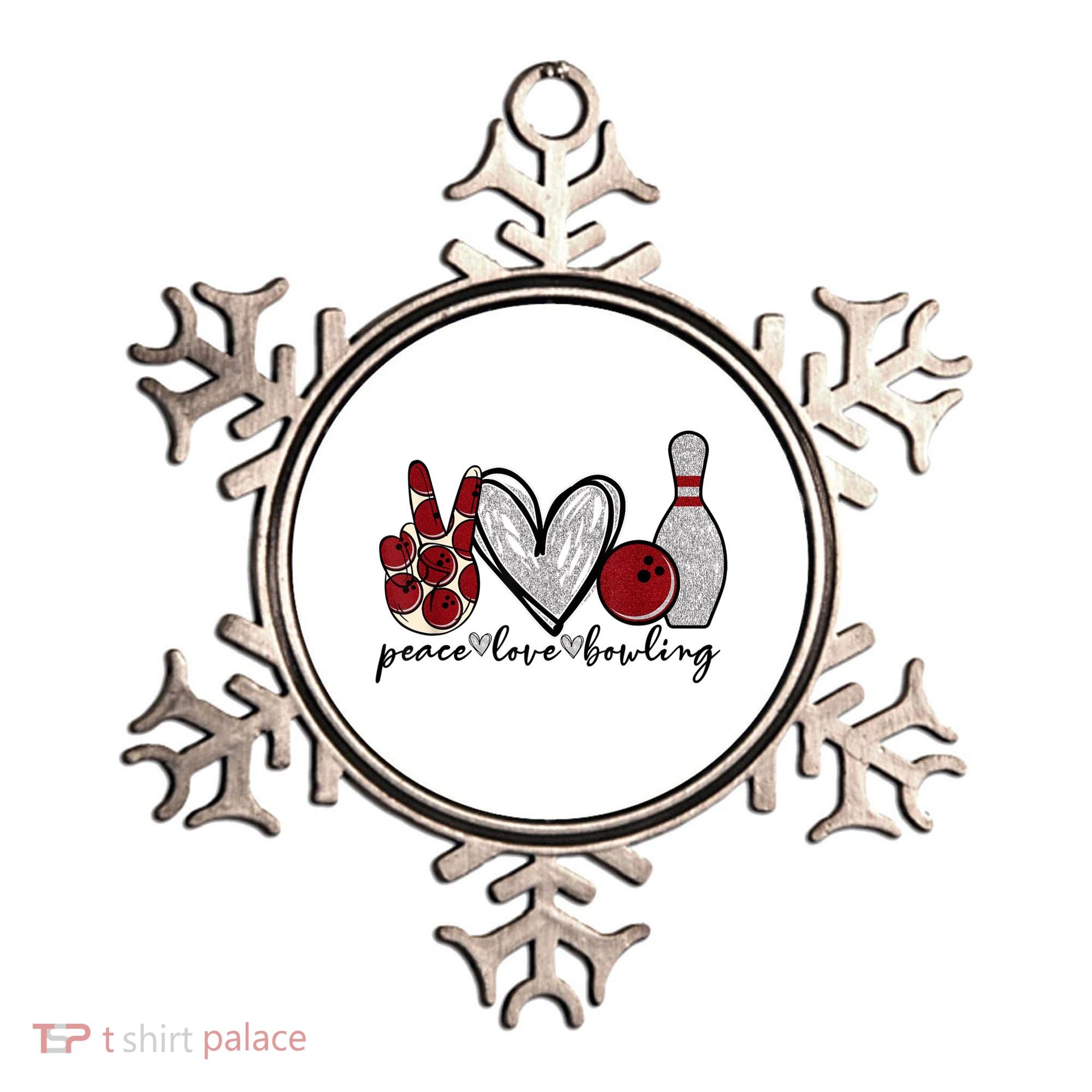 Peace Love Bowling Funny Bowling Lover Ornament