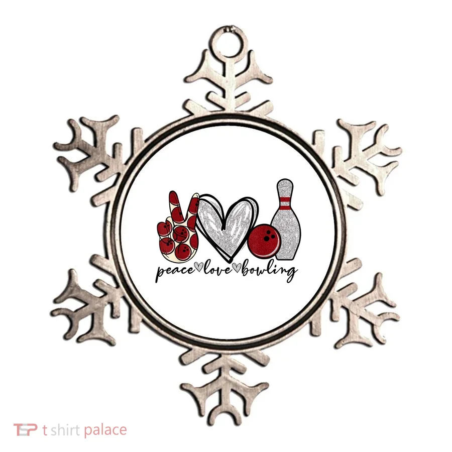 Peace Love Bowling Funny Bowling Lover Ornament