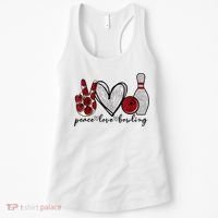 Peace Love Bowling Funny Bowling Lover Women's Tank Top thumb 0