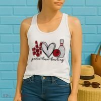 Peace Love Bowling Funny Bowling Lover Women's Tank Top thumb 2