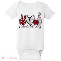 Peace Love Bowling Funny Bowling Lover Baby Bodysuit thumb 0