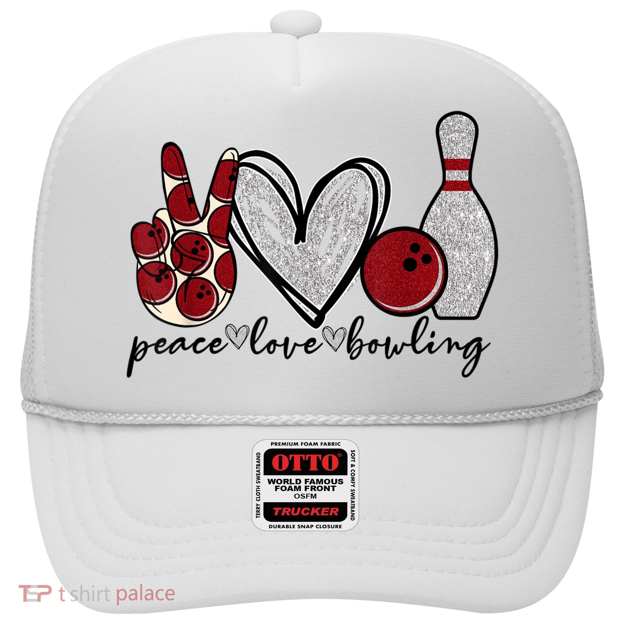 Peace Love Bowling Funny Bowling Lover Hat