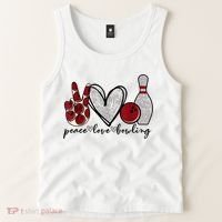 Peace Love Bowling Funny Bowling Lover Tank Top thumb 2