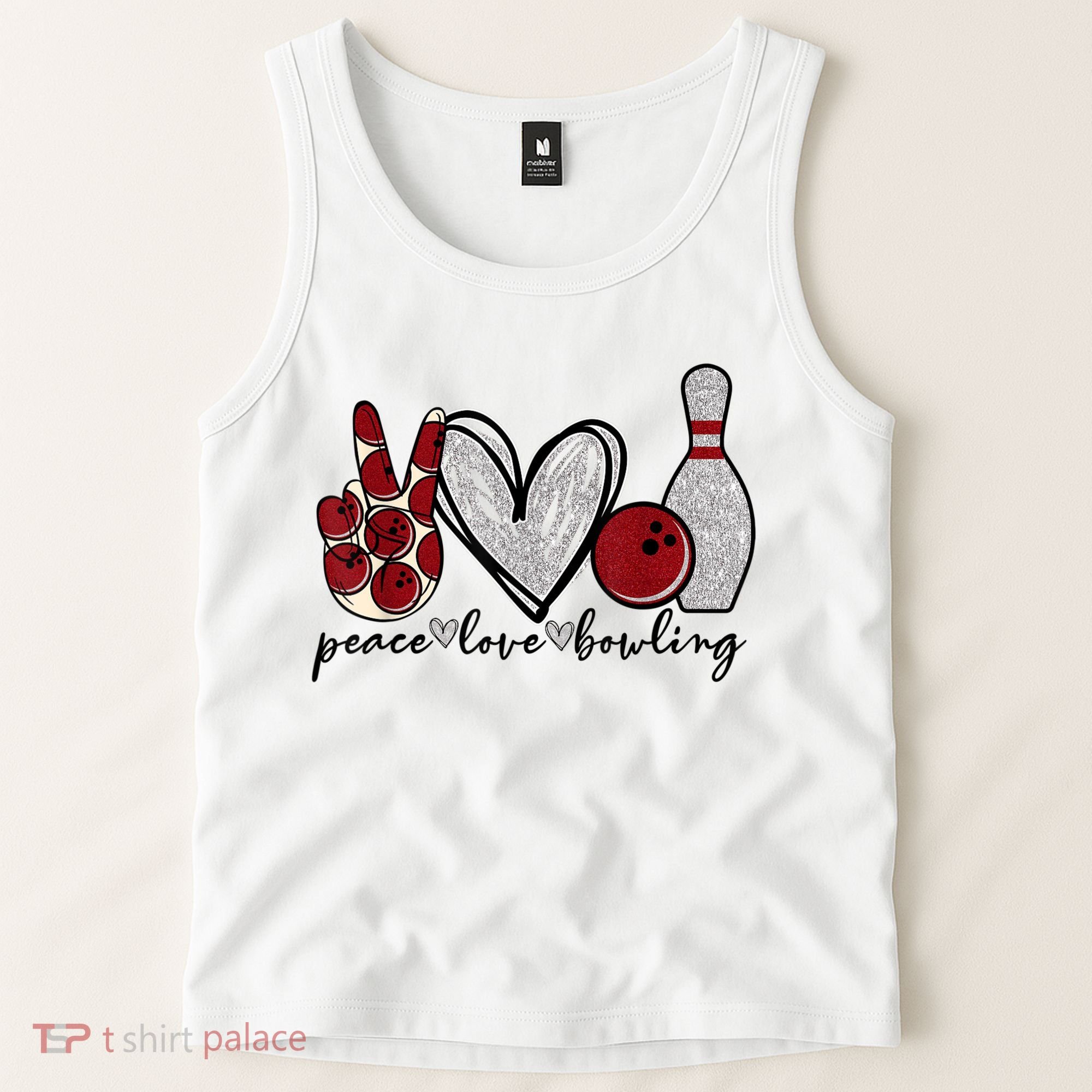 Peace Love Bowling Funny Bowling Lover Tank Top