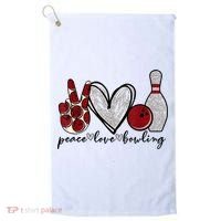 Peace Love Bowling Funny Bowling Lover Golf Towel thumb 0