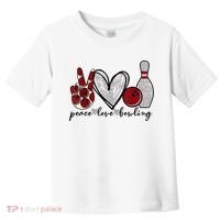 Peace Love Bowling Funny Bowling Lover Toddler T-Shirt thumb 0