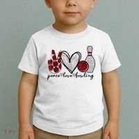 Peace Love Bowling Funny Bowling Lover Toddler T-Shirt thumb 2
