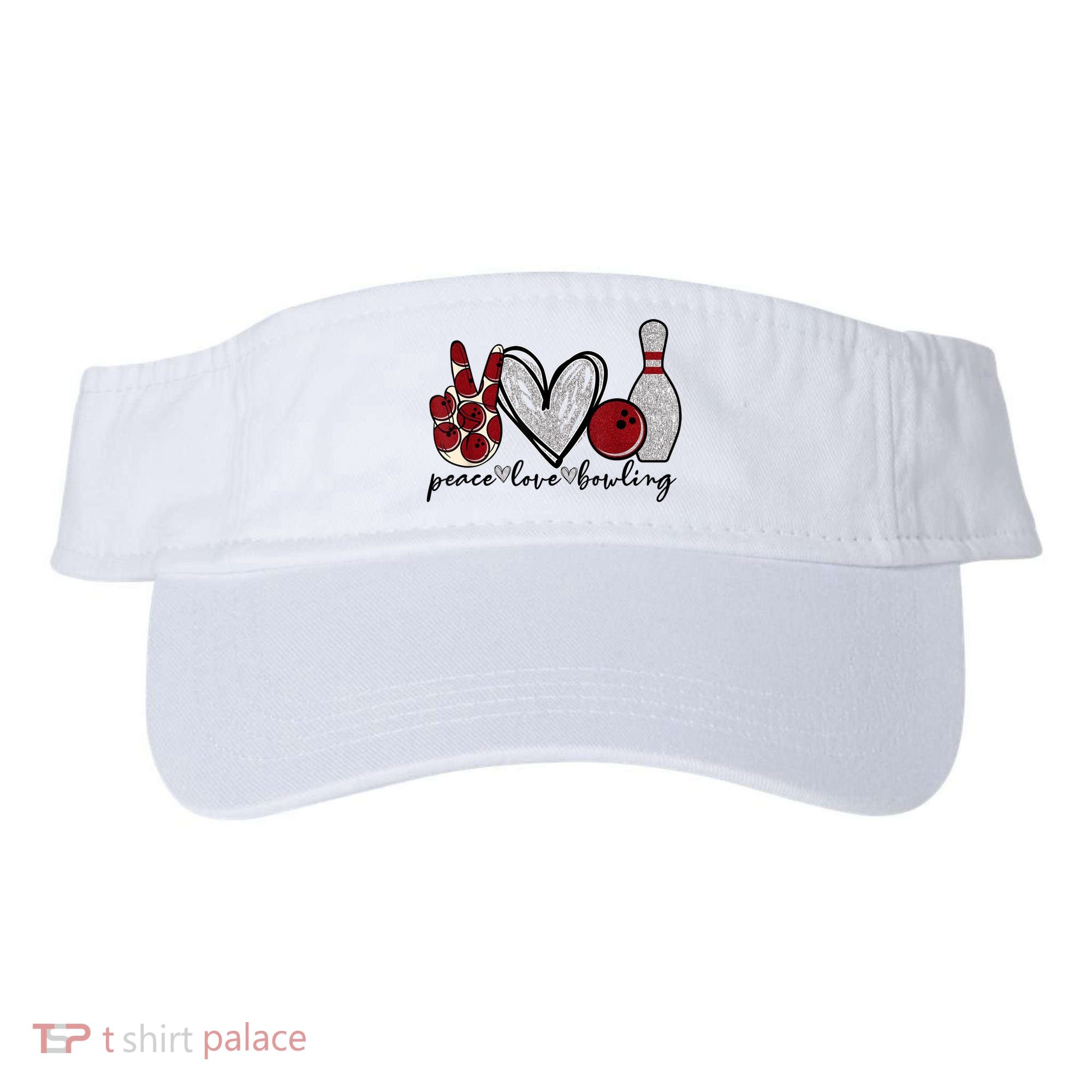 Peace Love Bowling Funny Bowling Lover Visor