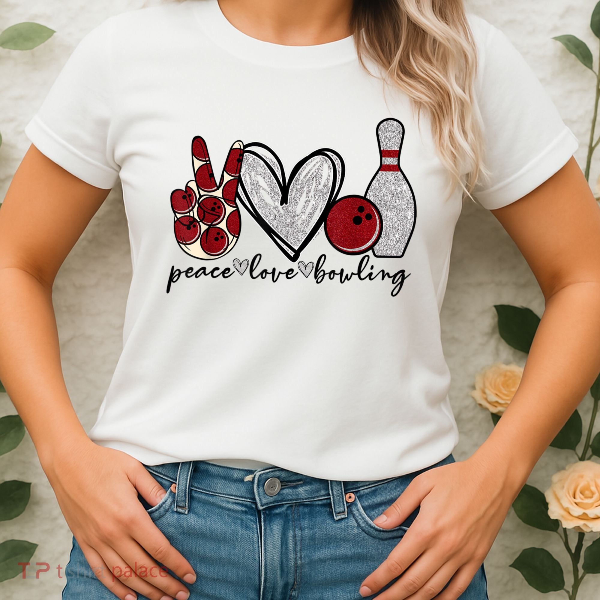 Peace Love Bowling Funny Bowling Lover Women's T-Shirt