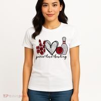 Peace Love Bowling Funny Bowling Lover Women's T-Shirt thumb 4