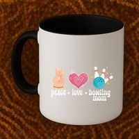 Peace Love Bowling Mom Of A Bowler Mama Bowling Mother Gift Coffee Mug thumb 2