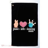 Peace Love Bowling Mom Of A Bowler Mama Bowling Mother Gift Golf Towel thumb 0