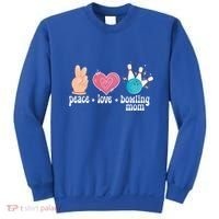 Peace Love Bowling Mom Of A Bowler Mama Bowling Mother Gift Sweatshirt thumb 0