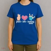 Peace Love Bowling Mom Of A Bowler Mama Bowling Mother Gift T-Shirt thumb 4