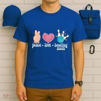 Peace Love Bowling Mom Of A Bowler Mama Bowling Mother Gift T-Shirt thumb 6