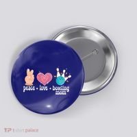 Peace Love Bowling Mom Of A Bowler Mama Bowling Mother Gift Button thumb 0