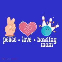Peace Love Bowling Mom Of A Bowler Mama Bowling Mother Gift Polo thumb 2