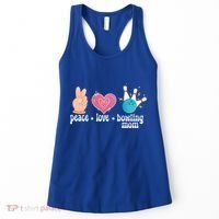 Peace Love Bowling Mom Of A Bowler Mama Bowling Mother Gift Women's Tank Top thumb 0