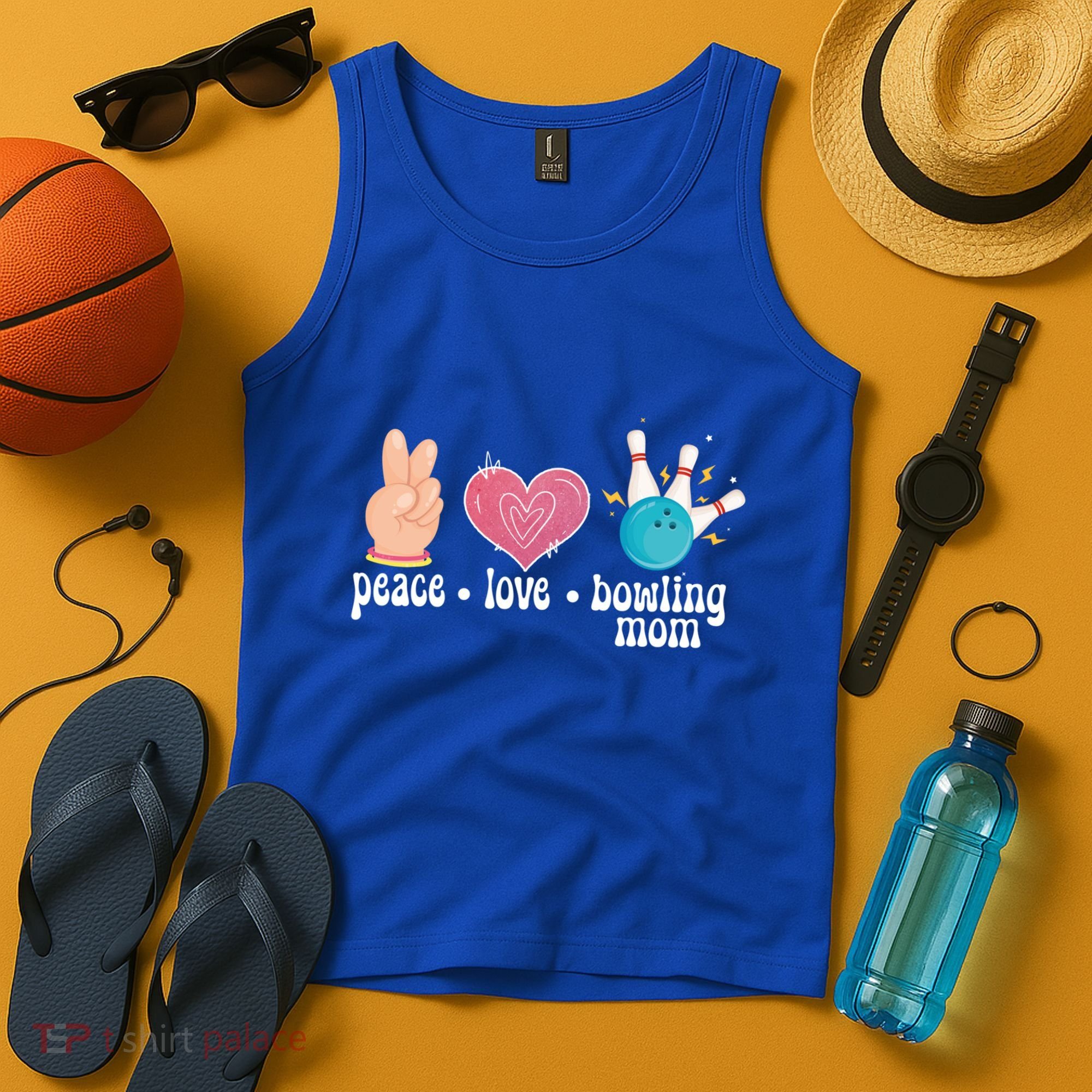 Peace Love Bowling Mom Of A Bowler Mama Bowling Mother Gift Tank Top