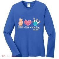 Peace Love Bowling Mom Of A Bowler Mama Bowling Mother Gift Women's Long Sleeve Shirt thumb 0