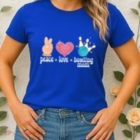 Peace Love Bowling Mom Of A Bowler Mama Bowling Mother Gift Women's T-Shirt thumb 2