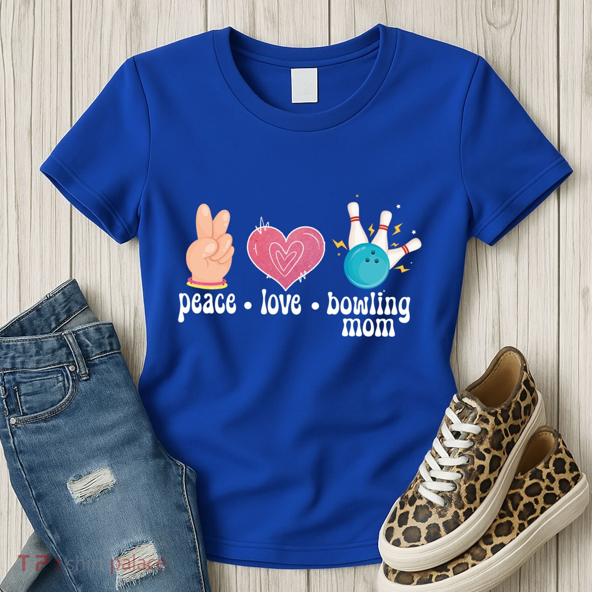 Peace Love Bowling Mom Of A Bowler Mama Bowling Mother Gift Women's T-Shirt