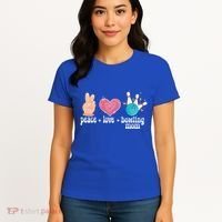 Peace Love Bowling Mom Of A Bowler Mama Bowling Mother Gift Women's T-Shirt thumb 4