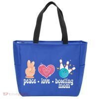 Peace Love Bowling Mom Of A Bowler Mama Bowling Mother Gift Tote Bag thumb 0