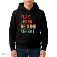 Play Learn Be Kind Repeat Unity Day No Bullies Kindness Kids Hoodie thumb 4