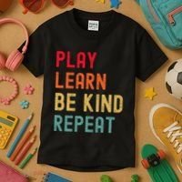 Play Learn Be Kind Repeat Unity Day No Bullies Kindness Kids T-Shirt thumb 3