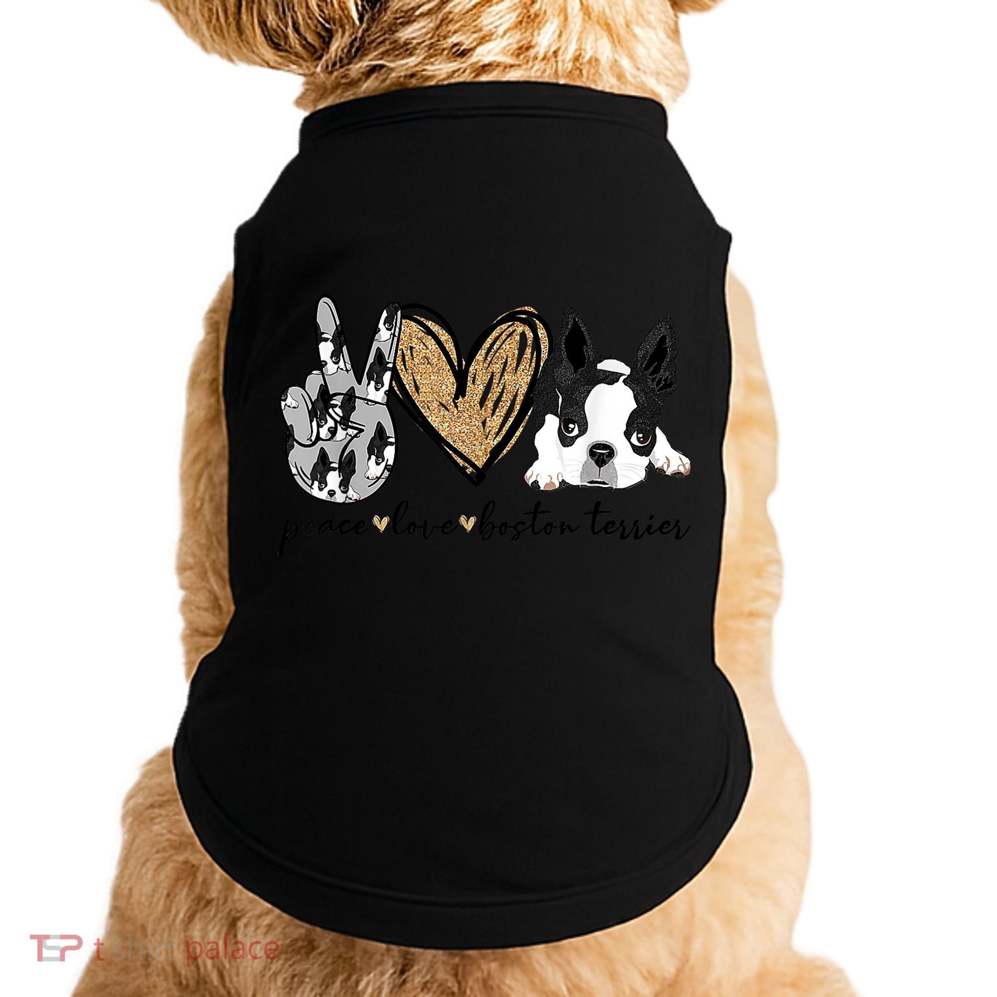 Peace Love Boston Terrier Funny Boston Terrier Lover Dog Mom Doggie Tank